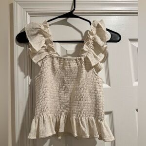 Vestique Cream Ruffle Tank Top